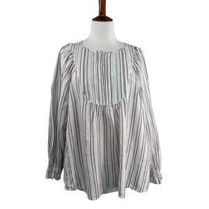Elizabeth and James Long Sleeve Cream Striped Blouse Size XL